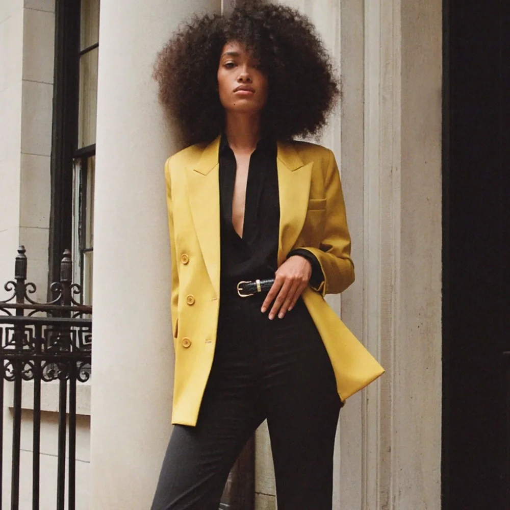 Nili Lotan Double-Breasted Mustard Valerie Jacket - Picture 3 of 9